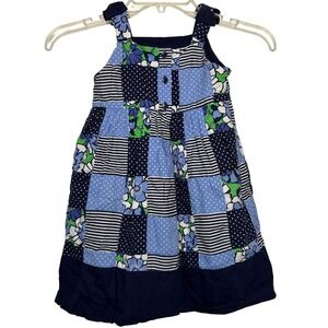 Gymboree Patchwork Floral Dress Toddler Girl 4T Blue Navy Fully Lined